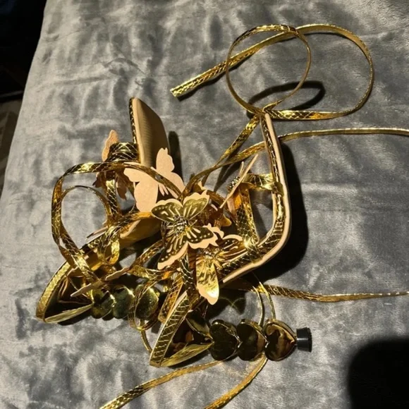 Gold Butterfly Lace-Up High Heel Sandals by - Picture 4 of 5